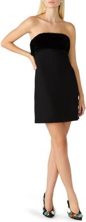 Steve Madden Aster Faux Fur Trim Strapless Minidress in Black at Nordstrom Rack, Size 10
