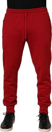 Dolce & Gabbana Red Dg Logo Cotton Jogger Men Sweatpants Pants Elastane