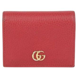 Gucci Pre-owned Wallets, female, Red, Size: ONE SIZE Pre-owned GG Marmont Card Case Wallet