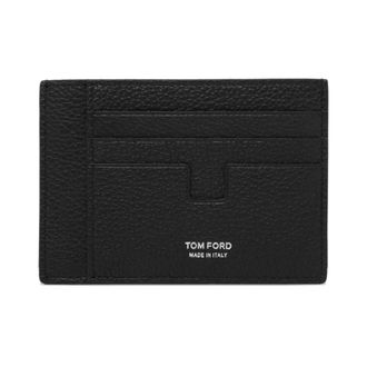 Tom Ford Soft Grain Leather T Line Oversize Card Holder - male - Tom Ford - Wallets & Cardholders - Black - ONE SIZE - Accessories