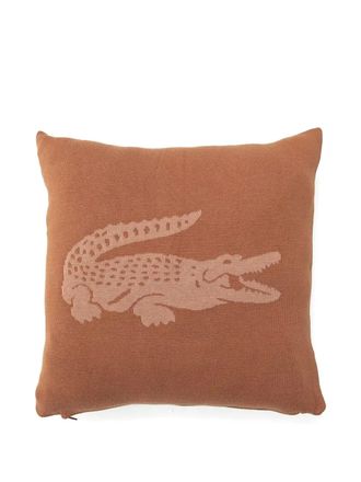 Lacoste crocodile-patterned throw (45cm x 45cm) - Brown