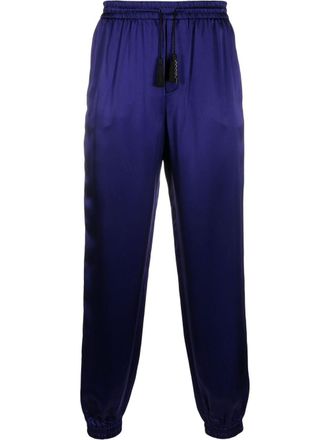 Saint Laurent tapered-leg silk trousers - Purple