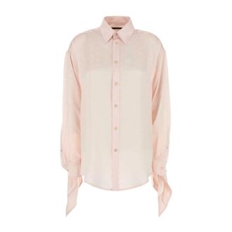 Balenciaga Knotted Cuff Blouse - female - Balenciaga - Shirts - Pink - S - Blouses & Shirts