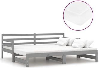 vidaXL Vidaxl - Sofá cama extraíble madera maciza de pino gris 2x(90x200) cm