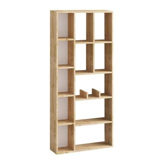 Calicosy 12-Niche Bookcase In Sapphire Oak Finish, H170 Cm - DEMIOS in Natural