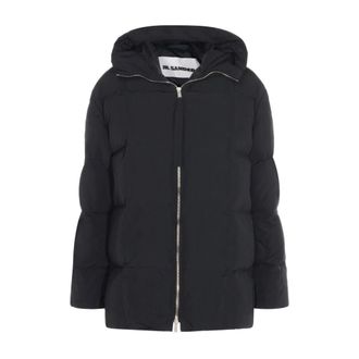 Jil Sander Winter Jackets, female, Black, S, Black Hooded Quilted Coat