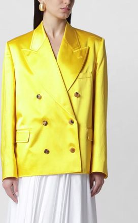 Dries Van Noten satin double breasted coat peak lapels