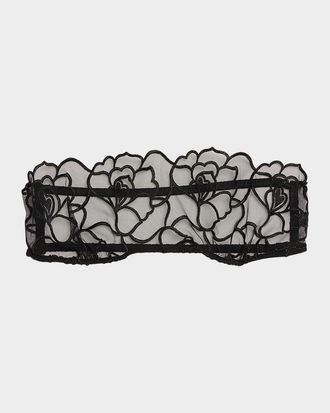 Kiki De Montparnasse Petite Chou Embroidered Stretch Tulle Bandeau