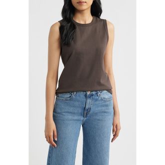 Mavi Cotton Tank in Chocolate Brown at Nordstrom, Size Small