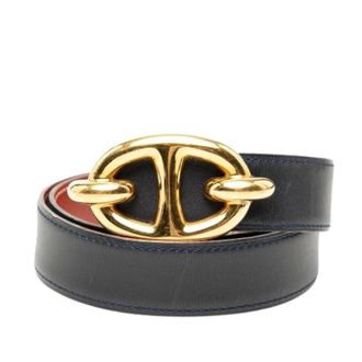 Herm&egrave;s Pre-owned Belts, female, Blue, Size: ONE SIZE Pre-owned Leather Belt
