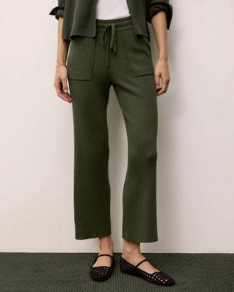 Splendid Georgie Cashblend Rib Pants In Green Spruce