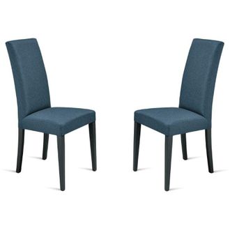 Capodarte Capodarte - Sedia in tessuto Blu con gambe in legno denver 2 sedie