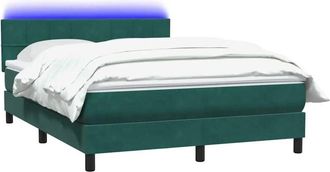vidaXL Cama Box Spring Con Colch&oacute;n Terciopelo Verde Oscuro 160x220 Cm Vidaxl