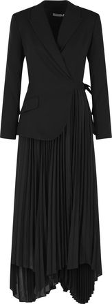 SIMKHAI Tailored Midi Dress with Asymmetrical Hem and Lace Closure