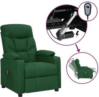 vidaXL Sill&oacute;n Reclinable El&eacute;ctrico Tela Verde Oscuro Vidaxl