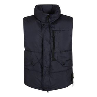 Stone Island Logo Patch High-neck Padded Vest Navy 7915G0423-V0020