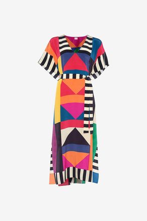 Eres Seidencr&ecirc;pe-Kaftan mit Geo-Print Facette