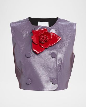 Aknvas Edie Vegan Leather Crop Top