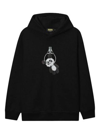 Mini Cream appliqu&eacute; hooded sweater - Black