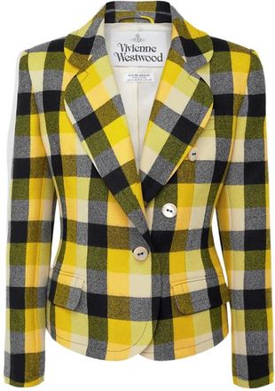 Vivienne Westwood Jassen, Dames, Veelkleurig, S, Wol, Geel Geruit Double-Breasted Jas