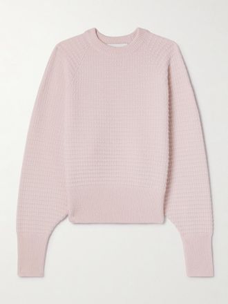 SA SU PHI Pullover In Misto Lana Merino E Cashmere Punto Waffle - Rosa