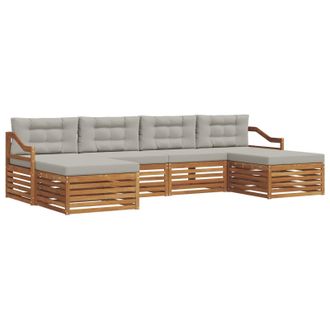 vidaXL Juegos De Sof&aacute;s Con Coj&iacute;n 6 Pcs Gris Natural Y Claro Vidaxl