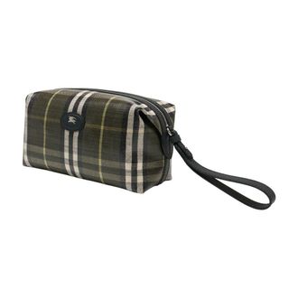 Burberry Tartan Cotton Washbag Travel Wallet - Green