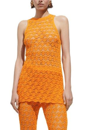 Mango Crochet Minidress in Orange at Nordstrom, Size Large