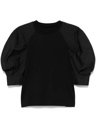 sacai contrasting-sleeves T-shirt - Black