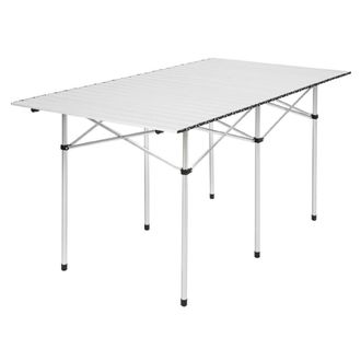 TecTake Mesa de aluminio plegable con asa y resistente 140 x 70 x 70 cm, gris