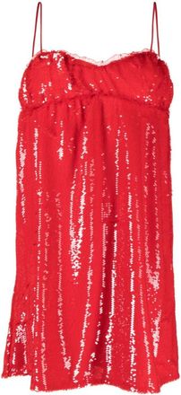 Ganni Red Sequined Mini Dress