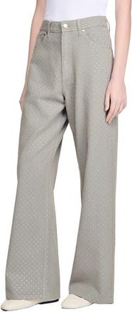 Sandro Rhinestone-embellished jeans in Grey at Nordstrom, Size 40 Eu