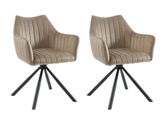 Vente-Unique Conjunto de 2 sillas con brazos de terciopelo y metal - Beige - IZIALI de Pascal MORABITO