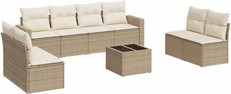 vidaXL Vidaxl - Set De Sof&aacute;s De Jard&iacute;n 9 Pzas Con Cojines Rat&aacute;n Sint&eacute;tico Beige