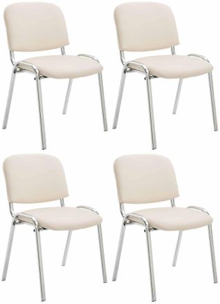 Clp Clp - Set De 4 Sillas Ken Cromadas En Polipiel Crema