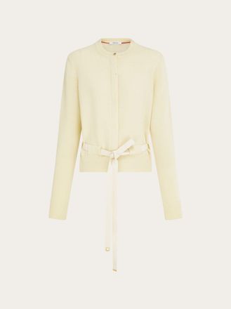 Ferragamo Women Cardigan with thread through belt White