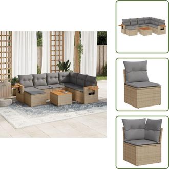 vidaXL The Living Store Set Divano da Giardino 8 pz con Cuscini Beige in Polyrattan - Seduta da esterno