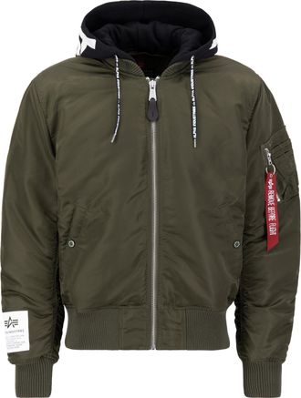 Alpha Industries Bomberjacke ALPHA INDUSTRIES MA-1 Zip Hood Print, Herren, Gr. S, gr&uuml;n (schwarz olive), Obermaterial: 100% Nylon, Futter: 100% Nylon, Kapuze: 75% Baumw