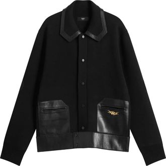 Amiri CARDIGAN / LEATHER FRONT- Alabaster