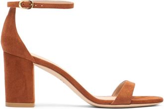 Stuart Weitzman Nudist Block 75 - Dames - Sandalen met hakken - Bruin - 36 EU - Schoenen