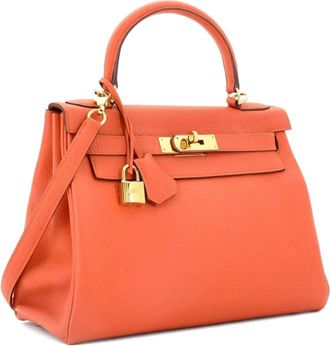 Herm&egrave;s Kelly Handbag Orange Togo with Gold Hardware 28 satchel - Arancione