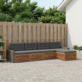 vidaXL Vidaxl Set Di Divani Da Esterno 5 Pz Naturale E Antracite Poliestere
