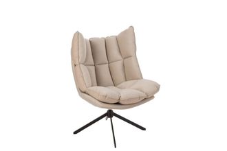 Hellin Sill&oacute;n de metal negro y PVC y sint&eacute;tico beige