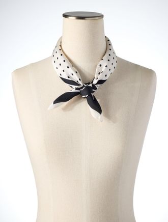Talbots Mystic Dot Neckerchief - Black/Ivory - 001 Talbots