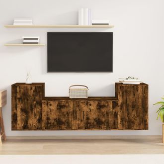 vidaXL Vidaxl - Set De Muebles De Tv 3 Pzas Madera Contrachapada Roble Ahumado