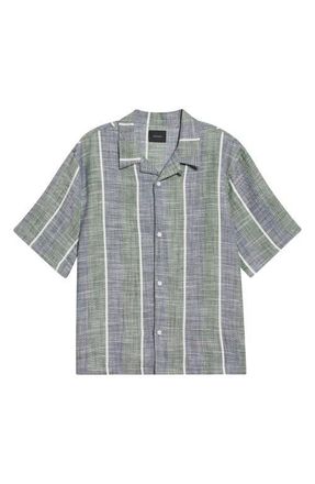 PacSun Sunset Cotton Slub Camp Shirt in Green at Nordstrom, Size X-Large