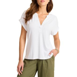 Tommy Bahama Kauai Split Neck Top in White at Nordstrom, Size X-Large