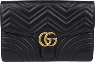 Gucci Pre-owned Clutches, female, Black, Size: ONE SIZE Pre-owned GG Marmont Clutch