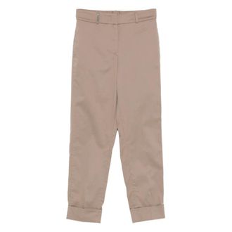 PESERICO Broek met omslag - Dames - Vrijetijds broeken - Bruin - XL - Katoen - Broeken