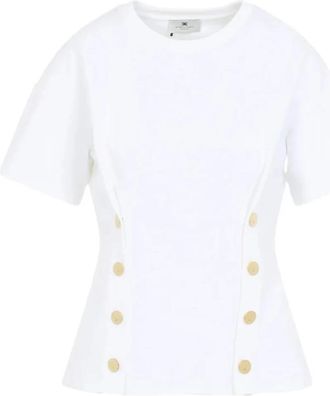 Elisabetta Franchi Maglia Gesso 270 - Dames - T-shirts - Wit - M - Tops
